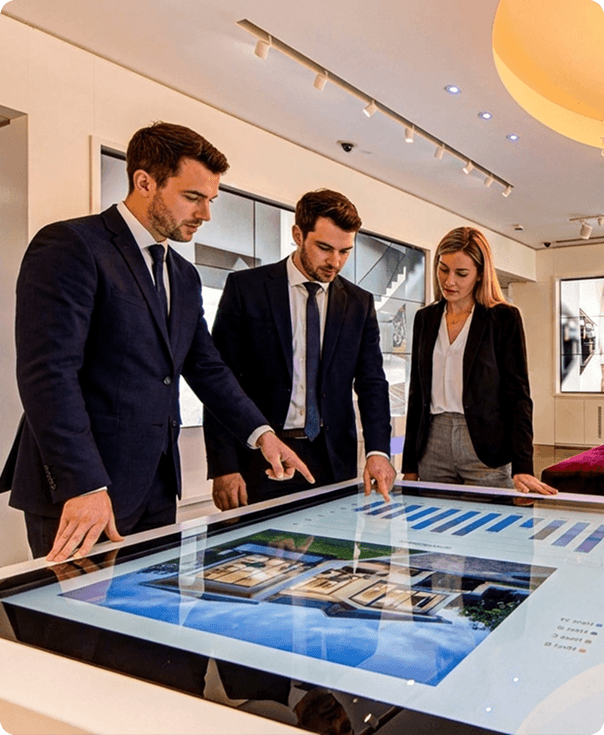 Corporate customers discussing a property financing strategy